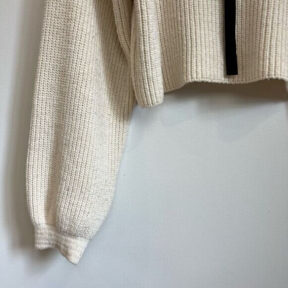 Zara Womens Large Beaded Embellished Collar Pullover Sweater Ecru Cream Twee Tie - Picture 4 of 10